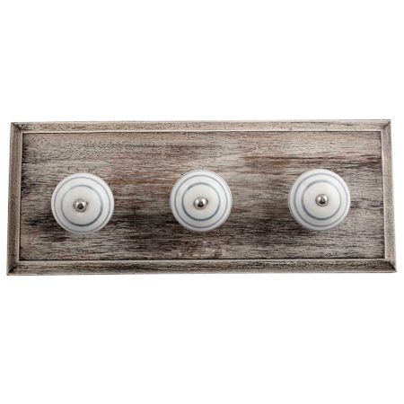 White Grey Strip Wooden Hooks